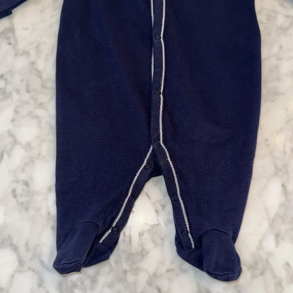 POLO RALPH LAUREN NAVY COTTON FOOTIE NB